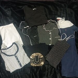 True Religion Black Tee with Gold Logo and Navy Mixed Tops